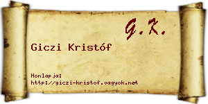 Giczi Kristóf névjegykártya