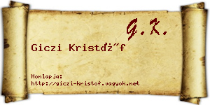 Giczi Kristóf névjegykártya